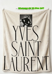 Yves Saint Laurent YSL Black and White Founder Portrait Print Flannel Sofa Throw Blanket Luxury Fashion Quote Decor Blanket IMG_3253